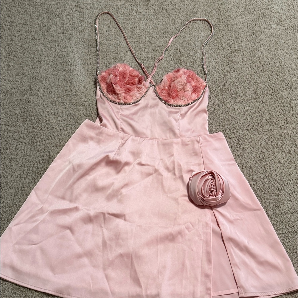 For Love And Lemons Pink Bodysuit with Floral Details